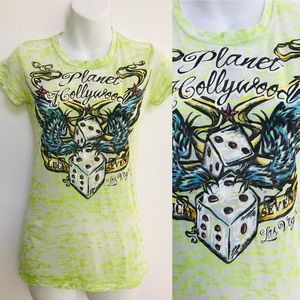 PLANET HOLLYWOOD Las Vegas Cool Retro Sublimation TATTOO Print TOP Size Medium
